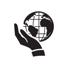 International Day of Charity Silhouette Vector Illustration, Solid White Background.