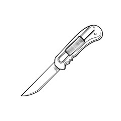 Fototapeta premium Hand drawn utility knife sketch black and white vector illustration