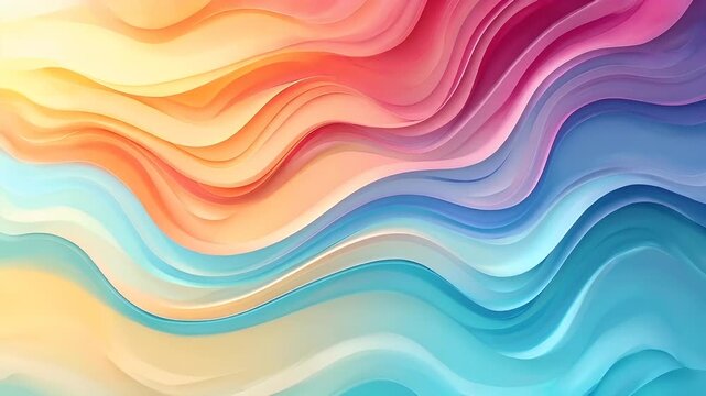 A vibrant, abstract digital artwork featuring a series of overlapping, curvilinear forms in a spectrum of colors.