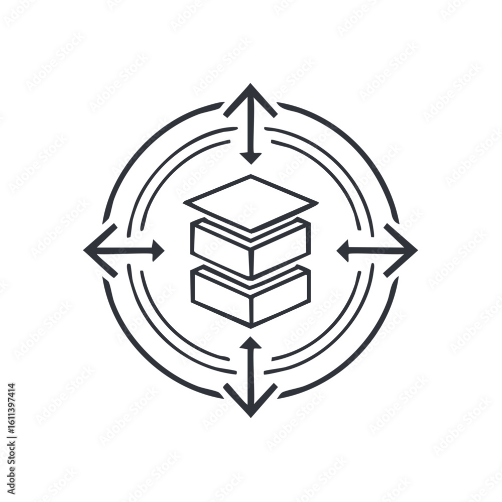 Poster data layers, data structure and arrow directions, modern style vector icon