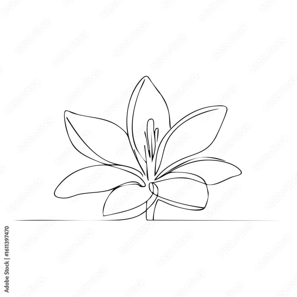 Poster minimalist flower in continuous one line drawing. elegant botanical contour sketch of a lily or croc