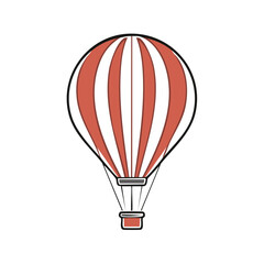 Naklejka premium Vintage red and white striped hot air balloon vector icon for travel and adventure themes