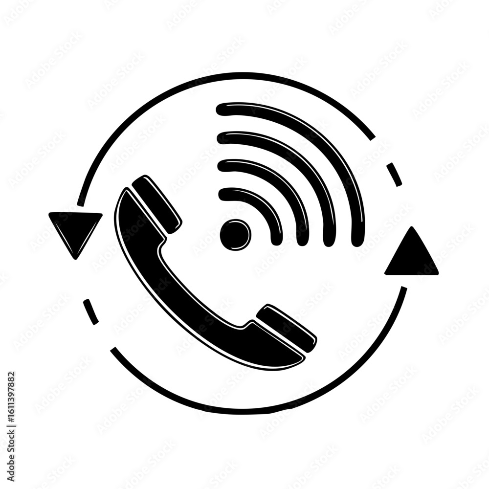 Aufkleber phone communication signal and connection symbol with wi fi waves and arrows