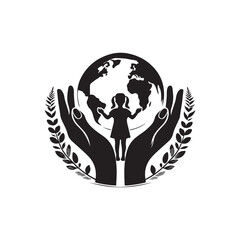 International Day of Charity Silhouette Vector Illustration, Solid White Background.