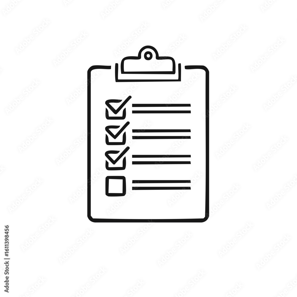 Poster checklist with checkmarks and lines icon on clipboard for tasks and reminders