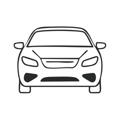 Naklejka premium Line art illustration of a modern car seen from the front, minimalist vehicle symbol