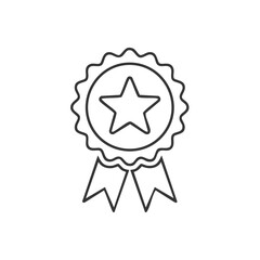 Fototapeta premium Award Ribbon with Star Outline Icon Symbol of Achievement and Quality