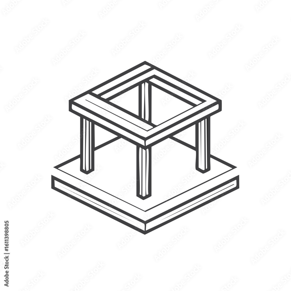 Poster impossible geometric shape structure drawing optical illusion graphic abstract geometry 3d rendering