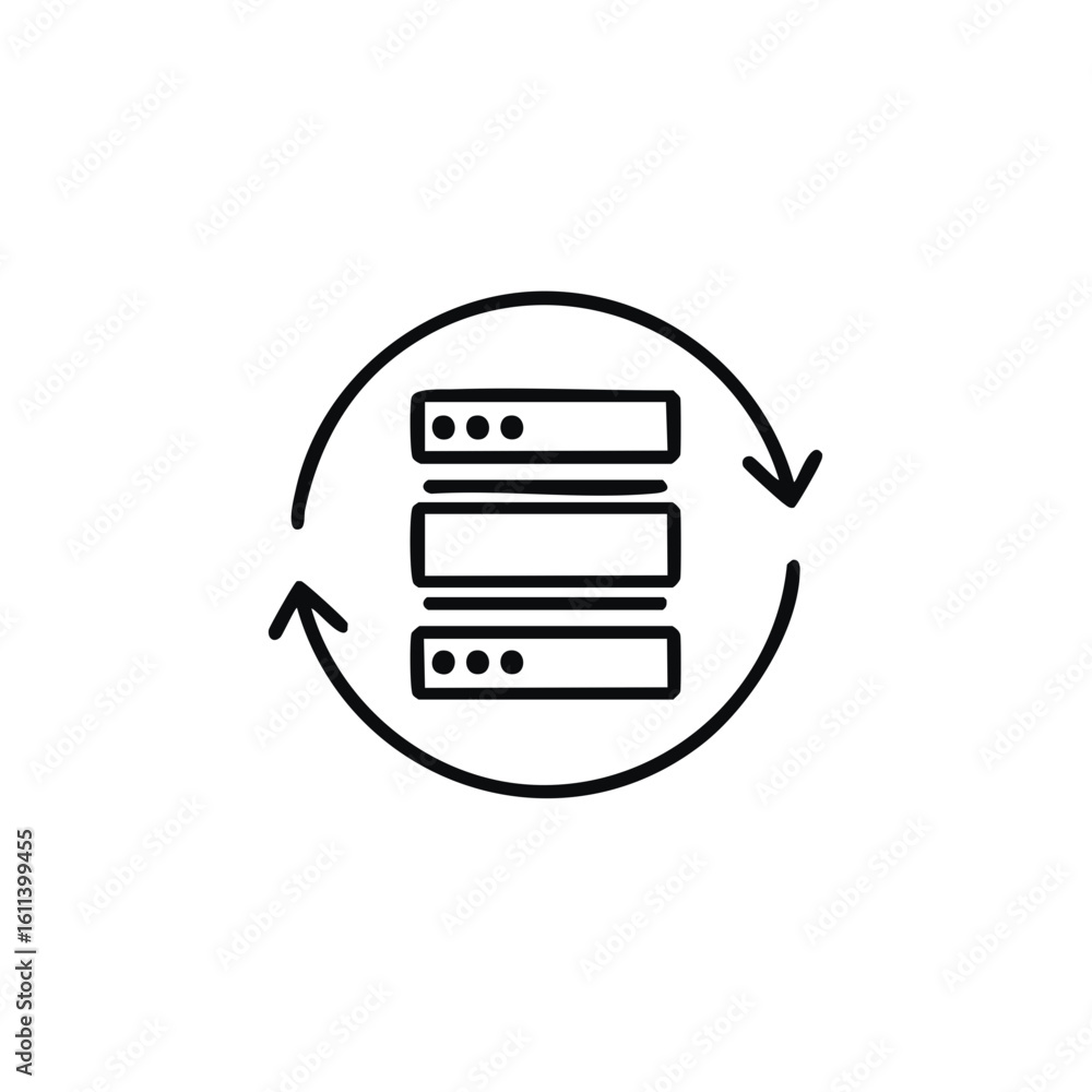 Poster data server synchronization process icon illustrating refresh and update
