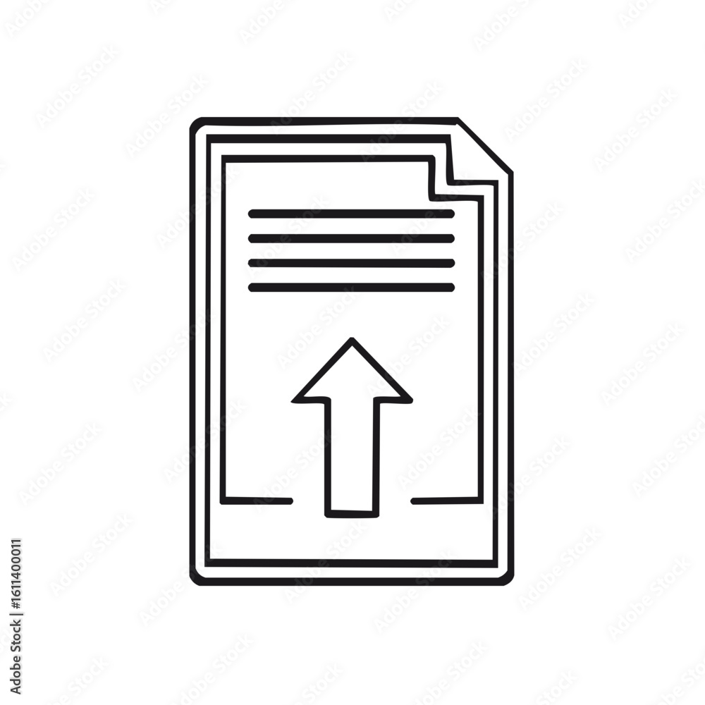 Poster outline document with arrow symbol. concept of uploading file. digital storage.
