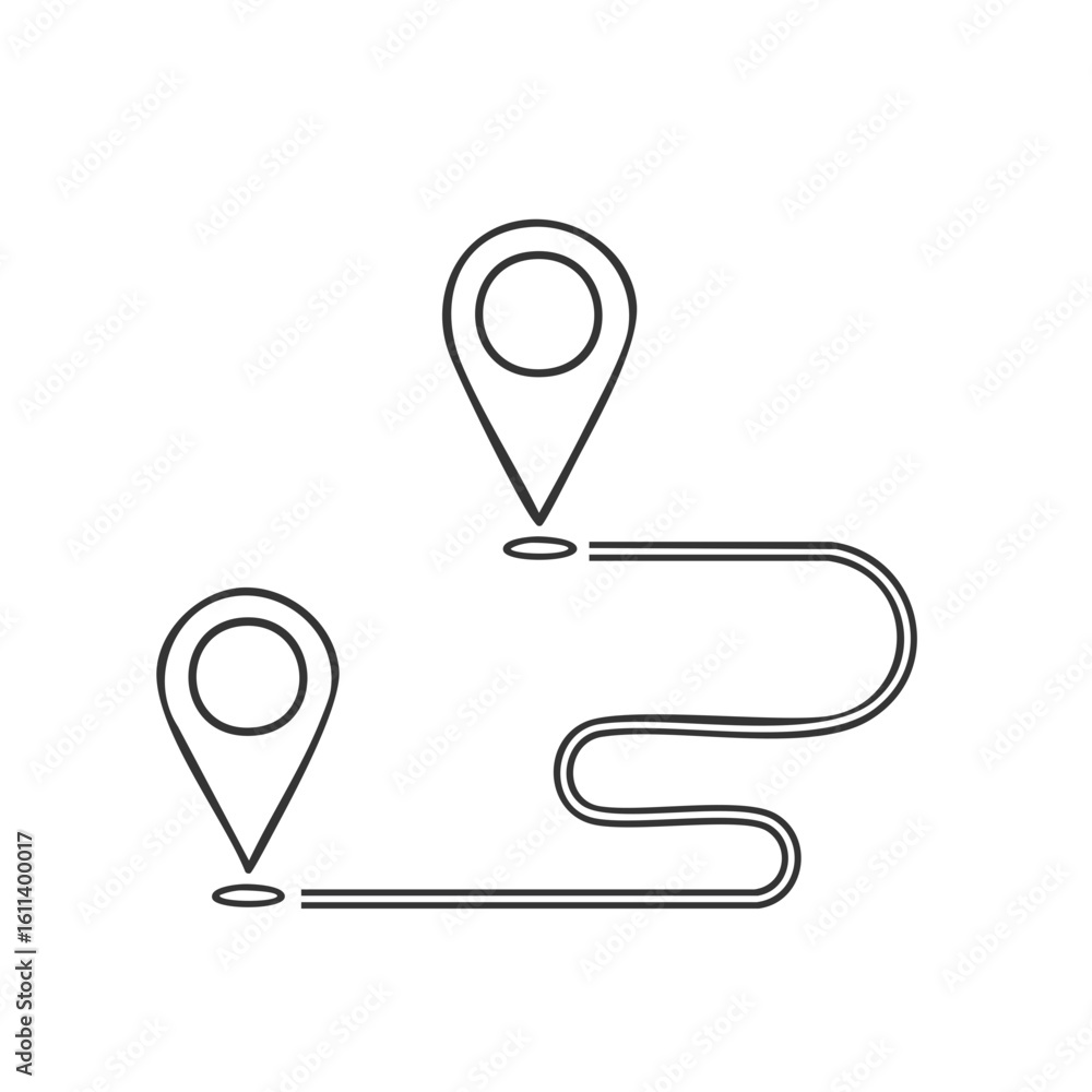 Aufkleber journey map icon design with route and location pin markers