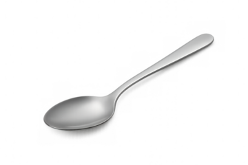 Classic silver spoon resting on a transparent background, ideal for enhancing food and dining projects with a touch of elegance