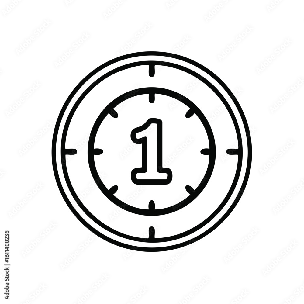 Poster number one in a circular frame with clock markings representing success and achievement