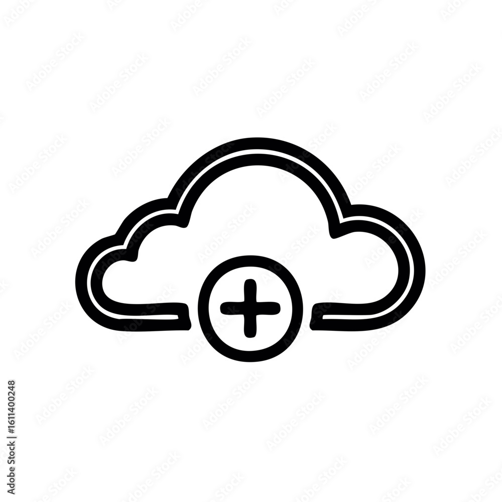 Poster cloud computing icon adding data upload storage technology service symbol