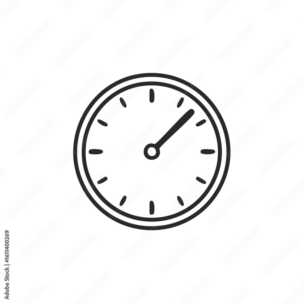Poster clock icon simple vector illustration on white background showing time at 1 o'clock