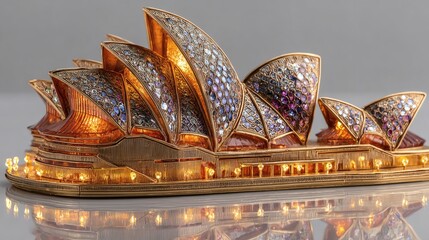 Luxurious Gold and Diamond-encrusted Sailing Ship Jewelry Box with Sparkling Crystal Detailing