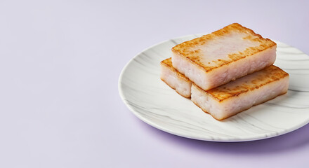 Gourmet Fried Chicken Bites with Sesame Seeds and Greens on Wooden Tray