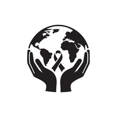 International Day of Charity Silhouette Vector Illustration, Solid White Background.