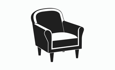 Armchair silhouette icon, vintage chair graphic, classic furniture shape, chair silhouette vector 