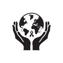 International Day of Charity Silhouette Vector Illustration, Solid White Background.