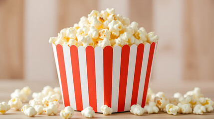 Striped box with popcorn