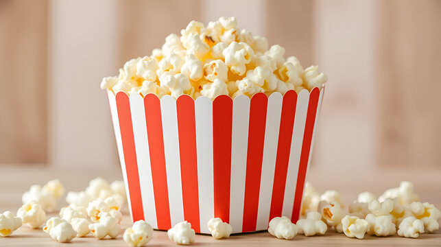 Striped box with popcorn - Powered by Adobe