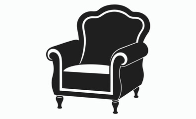 Armchair silhouette icon, vintage chair graphic, classic furniture shape, chair silhouette vector 