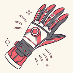 Red And White Futuristic Robot Glove Illustration