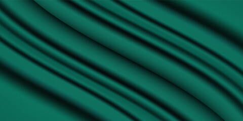 Dark teal emerald green silk satin. Shiny smooth fabric
