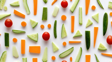 Colorful Arrangement of Fresh Vegetables on White Background