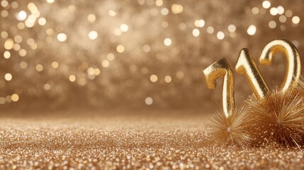 Festive new year's eve celebration with golden 712 decorations
