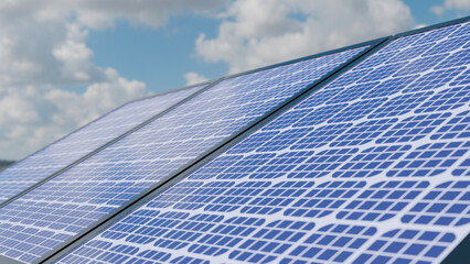 Solar panels producing green, renewable energy