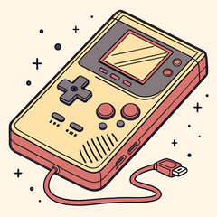 Retro Beige Handheld Game Console with USB Cable