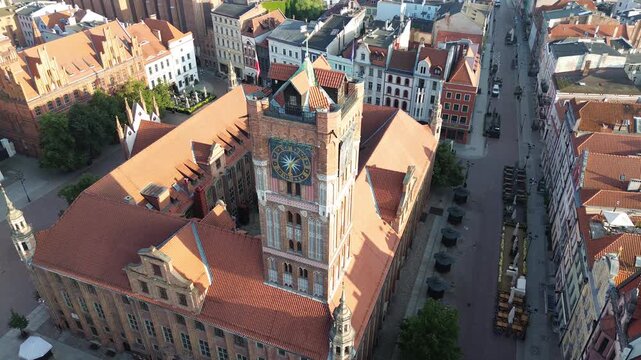 Aerial view of historical center of medieval city Torun