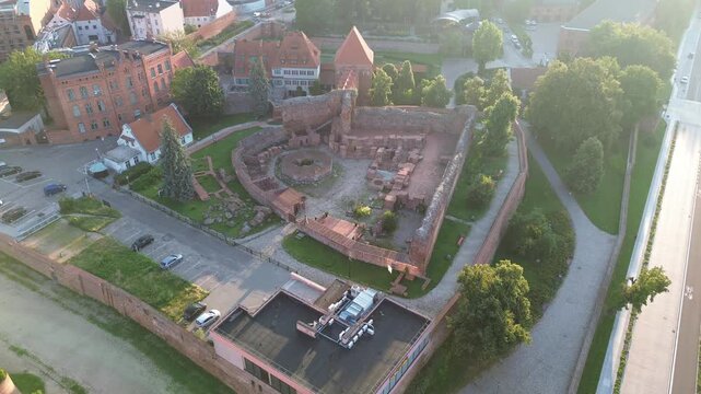 Aerial view of historical center of medieval city Torun