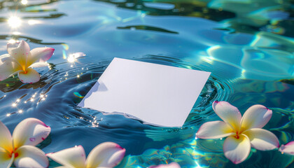 Submerged Blank Postcard in Tropical Water