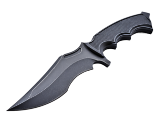 A modern tactical knife with a sharp blade and ergonomic handle is isolated on transparent background, ready for action