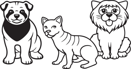 Cute cartoon animal vectors featuring dogs, cats, and playful kittens