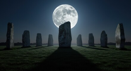 Ancient stones under full moon