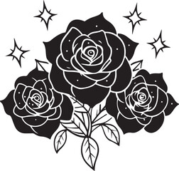 Seamless vintage black and white rose floral pattern illustration for elegant design and wallpaper