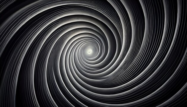 a black and white image of a spiral with a dark background