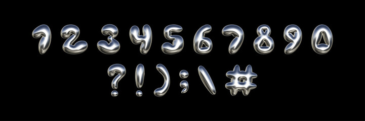 Metallic halftone typography featuring bold numbers and symbols on a dark background designed for modern visual communication.