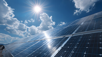 Fototapeta na wymiar Placas solares producciendo energia limpia y sostenible