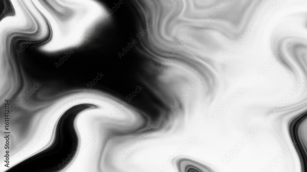 Poster abstract black and white swirling pattern with smooth gradients and flowing shapes.