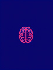 Minimal Brain Icon on Bold Background With Empty Upper Area Suggesting Creativity and Intellect