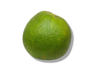 A fresh green grapefruit on a white background. National Grapefruit Month to celebrate in February.