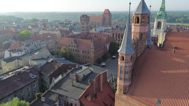 Aerial view of historical center of medieval city Torun