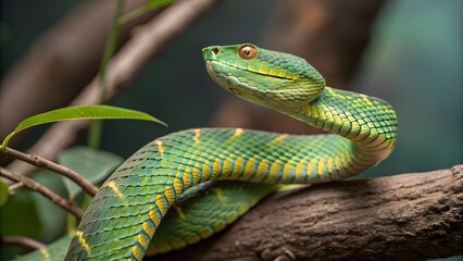 Fototapeta premium green lizard on a tree