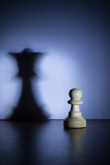 chess queen and pawn