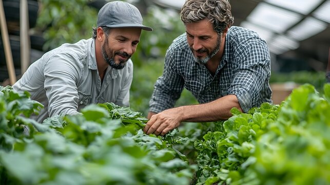 Two men collaborating on agricultural irrigation and farming solutions - Powered by Adobe
